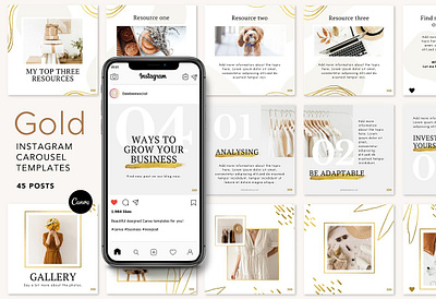 Gold Instagram Carousel Posts Canva canva carousel canva instagram canva template carousel carousel instagram carousel post carousel template gold instagram instagram canva instagram carousel instagram post instagram template