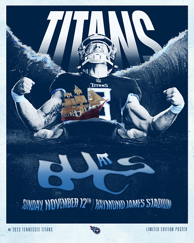 Titans vs. Bucs gameday poster color design gameday illustration poster tennessee titans vector vector art will levis
