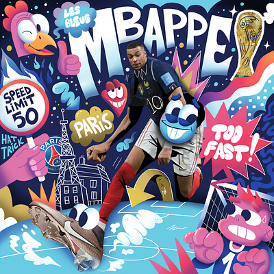 Personal project / Soccer players/ Mbappe football illustration mbappe mixedmedia soccer typography