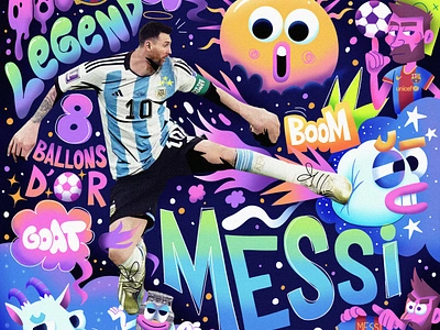 Personal project / Soccer players/ Messi football illustration messi mixedmedia soccer typography