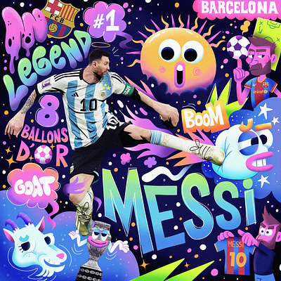 Personal project / Soccer players/ Messi football illustration messi mixedmedia soccer typography