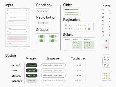 Design system of the eco-products store project components design design system eco shop green store ui ui kit ux webdesign