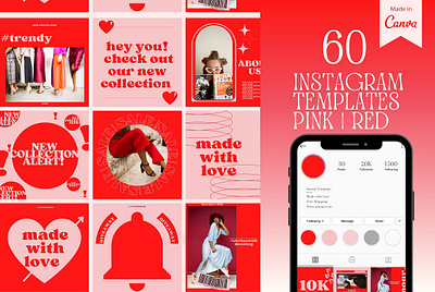 Instagram Templates Red&Pink canva canva instagram canva template feed instagram instagram instagram canva instagram post instagram stories instagram template instagram templates redpink marketing pink instagram template social media canva social media template