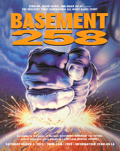 BASEMENT 258 flyer branding graphic design illustration