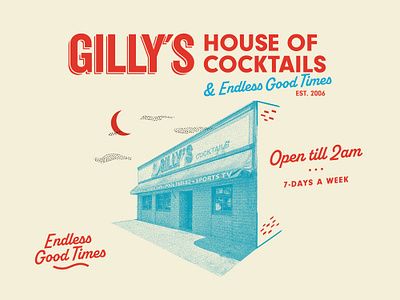 Gilly's House of Cocktails bar branding illustration logo san diego