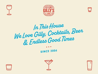 Gilly's House of Cocktails - III branding icons logo san diego type