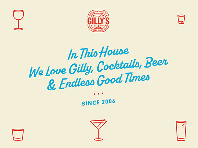 Gilly's House of Cocktails - III branding icons logo san diego type