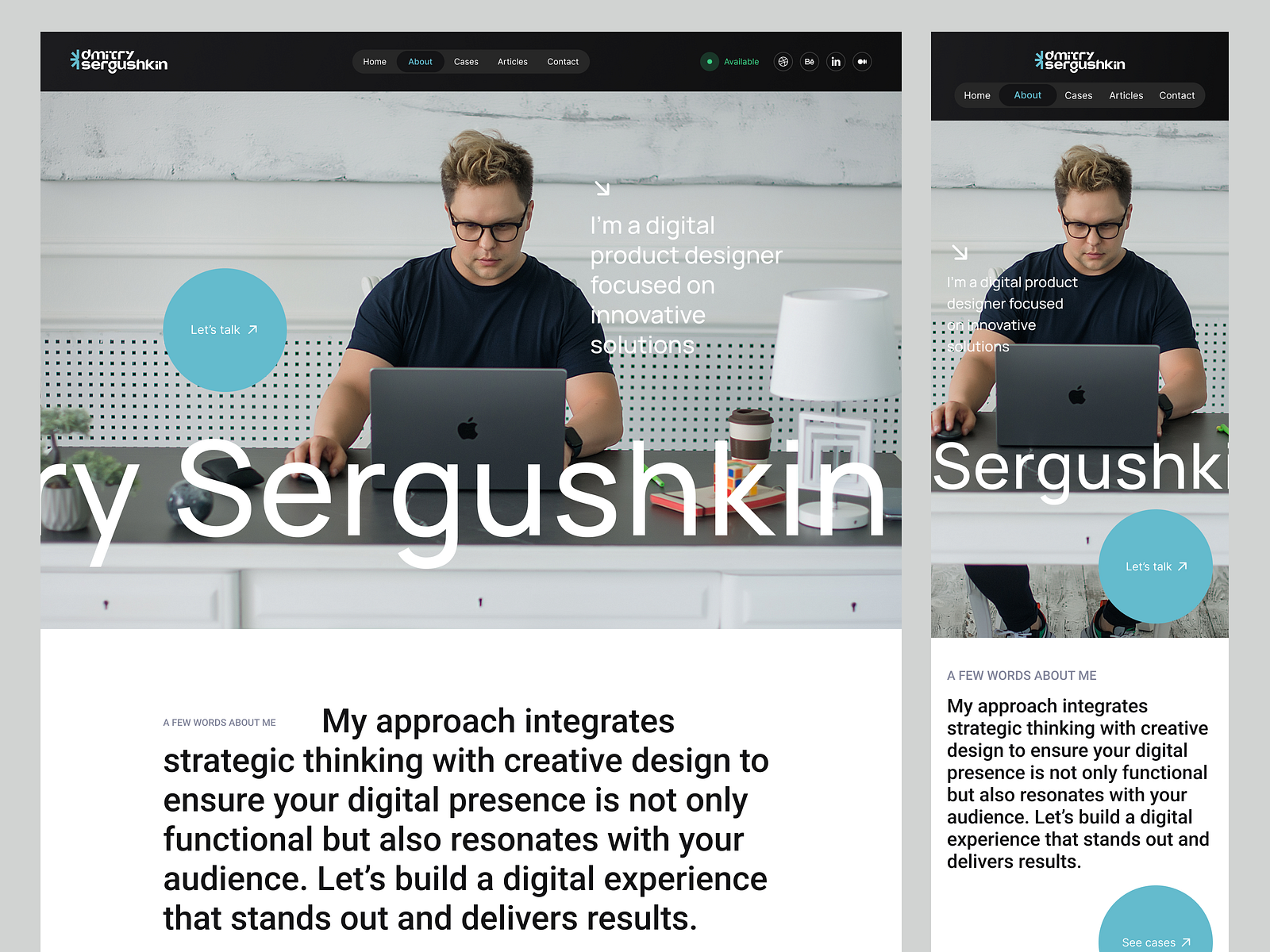 About page | Design portfolio by Dmitry Sergushkin on Dribbble