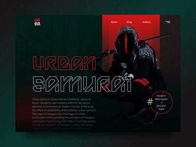 Urban Samurai concept contrast culture daily design dribbble fighter inspiration landing page modern red samurai style ui urban