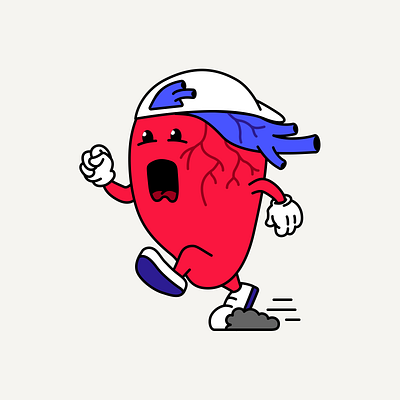 Cardi G cardi g cardiac gains heart illustration logo run club running