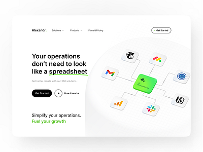 Alexandr - AI Driven Workflow Automation ai ai agent ai driven automation business growth landing landing page managment sass ui design ux design web app