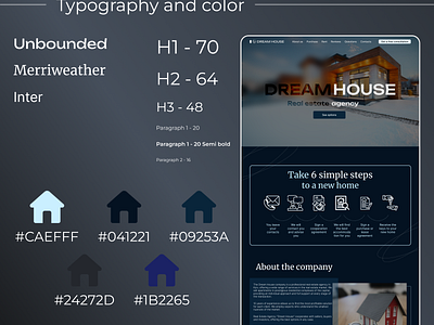 Fonts and colors for a real estate agency landing page css design figma fonts landing page responsive ui ux web design