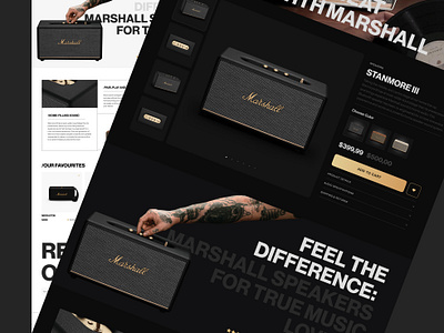 Marshall Speaker: Online Store. Concept apple ecommerce imac luxury marshall music rock speakers store tatto turntables ui ui design vinyl xiaomi