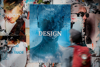 Urban Glued Poster Mockup Scene branding design graphic design