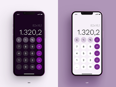 Calculator UI app calculator dailyui dark darkmod finance light lightmod login number purple rosecolor ui ux vector