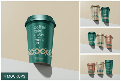 Paper Take Away Coffee Cup Mockup Set branding design graphic design illustration logo ui vector website design