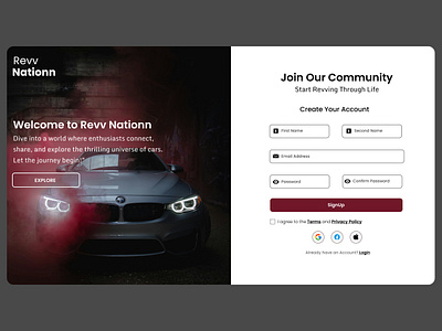 Revv Nationn daily ui design minimal design signup signupform signuppage ui ui ux uiux uiuxdesign user interface website concept website interface webui