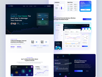 CoinTech - Landing Page app bank crypto cryptocurrency cryptocurrency exchange dashboard design finance freelancing interface landing page marcet product trading ui ui ux ux