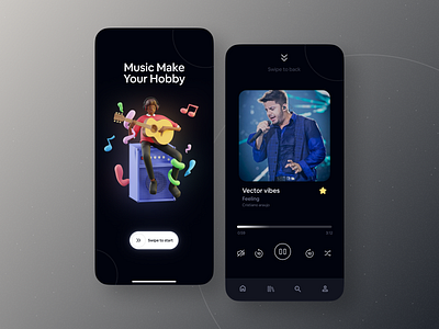 Music App Design app app design brand desining clean dark design illus illustration minimal mobile app music app music player song ui ui design ui ux uiux uiux design user interface