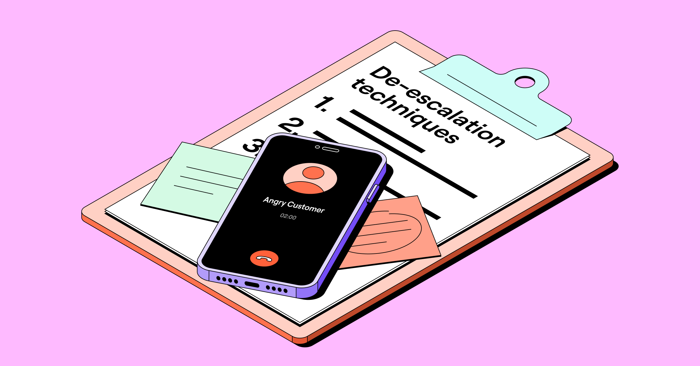 De-escalation Techniques Illu clipboard design figma illustration illustrator iphone list paper phone rosek sticky notes vector