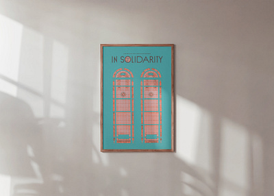 In Solidarity Poster alabama birmingham blue book branding community design foilage illustration jewish orange poster retro solidarity stained glass star of david teal temple temple beth el window