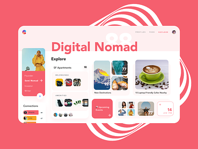 Circlo Nomad Profile branding circlo design digital nomad mern mui product design react social app social network travel ui design