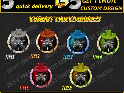 6Pack cowboy twitch discord YouTube kick cheer Sub Badges cow boy emotes cowboy cowboy badges cowboy flair badges cowboy kick badges stream