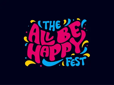 The All Be Happy Festival branding coffee custom type festival handlettering happy laughing man lettering logo