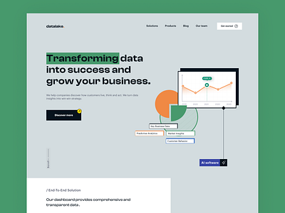 Landing page AI SaaS tool for data analytics ai aisoftware analytics black cutebutton data analysis data analytics databest ui ux dataillustration graphic design graphs green illustrationmargeting infographics landingmarkting landingsaas marketing orange saaslandingpage software