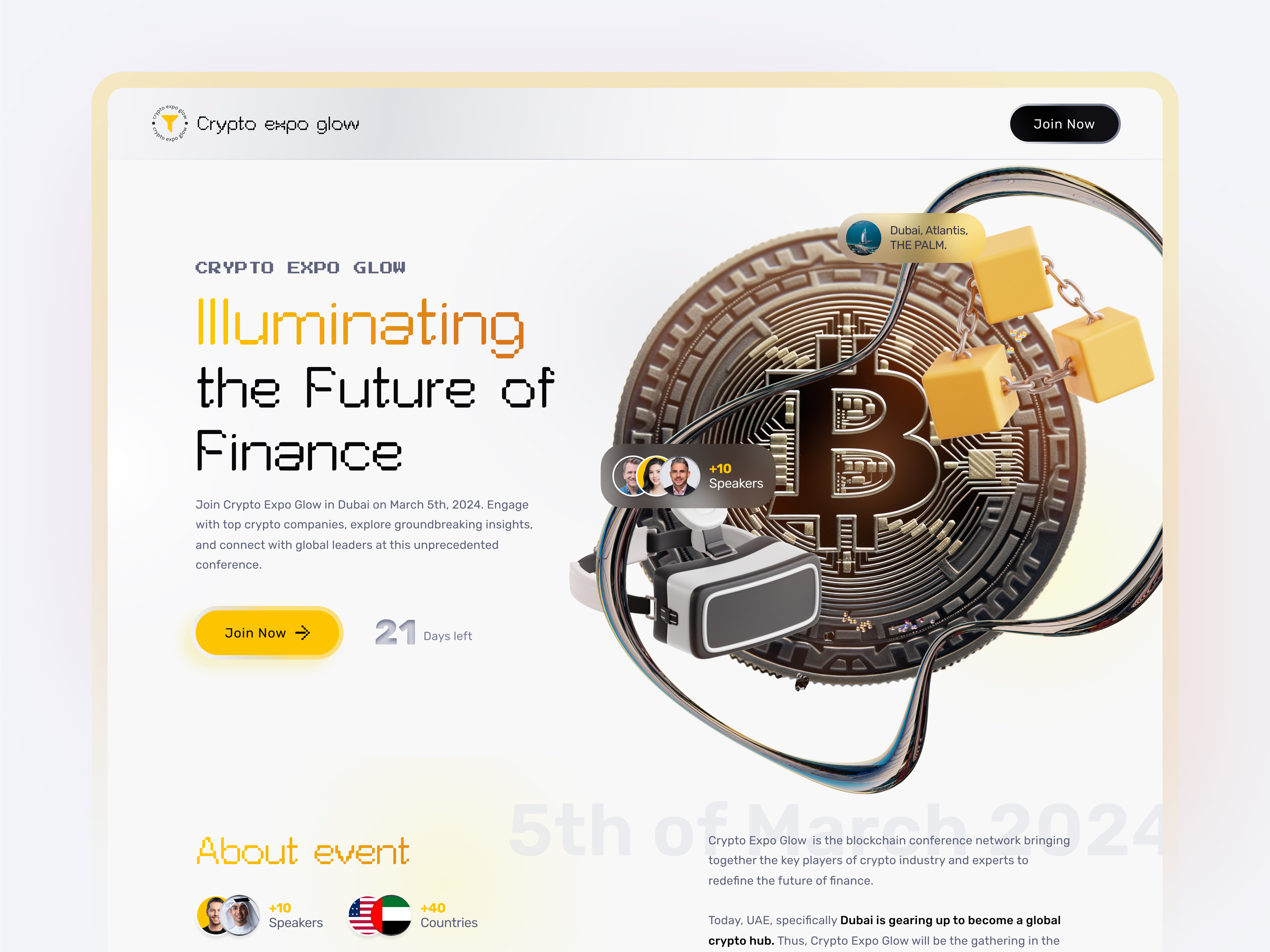 Cripto Expo Glow - Landing page by Gloria on Dribbble