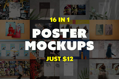 Poster Mockups Bundle advertising blur branding business clip collection commercial hanging identity modern poster realistic