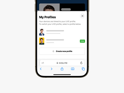 My profiles. Contents block for OVOU Smart Business Card add to contact card design contact sharing corporate profile dashboard ecommerce minimalism mobile design mobile ui nfc card profile profile card profile design share contact smart business card ui uidesign vcard web
