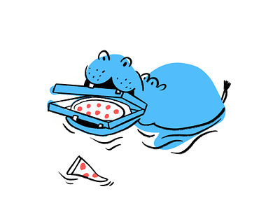 Hangry hangry hippo 🍕🦛 design doodle funny hangry hippo illo illustration lol pizza sketch
