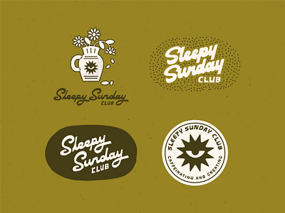 Sleepy Sunday Club art badge branding design hand drawn hand lettering handlettering illustration illustrator lettering logo patch retro sleepy tired vintage