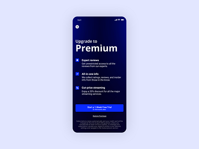 Paywall for streaming app branding graphic design paywall ui