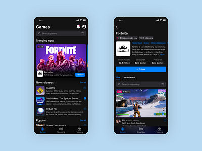 Game streaming app branding mobile app ui ux ux design