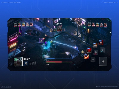 Cyborg League Arena - Mobile Game UI / Cyber & Futuristic Style battle cyber cyberpunk dota 2 fight game game studio gaming map mobile app mobile game mobile ui modern online game pvp sci fi strategy
