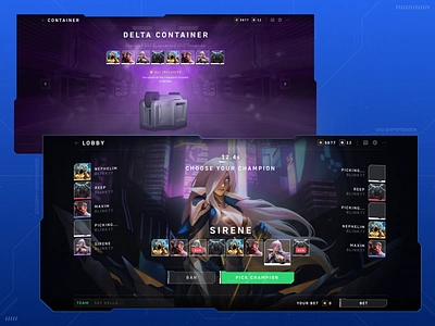 Cyborg League - Case Opening & Lobby 3d battle box case opening character dota 2 game game ui gaming lobby match mobile game mobile ui online game open case pvp select