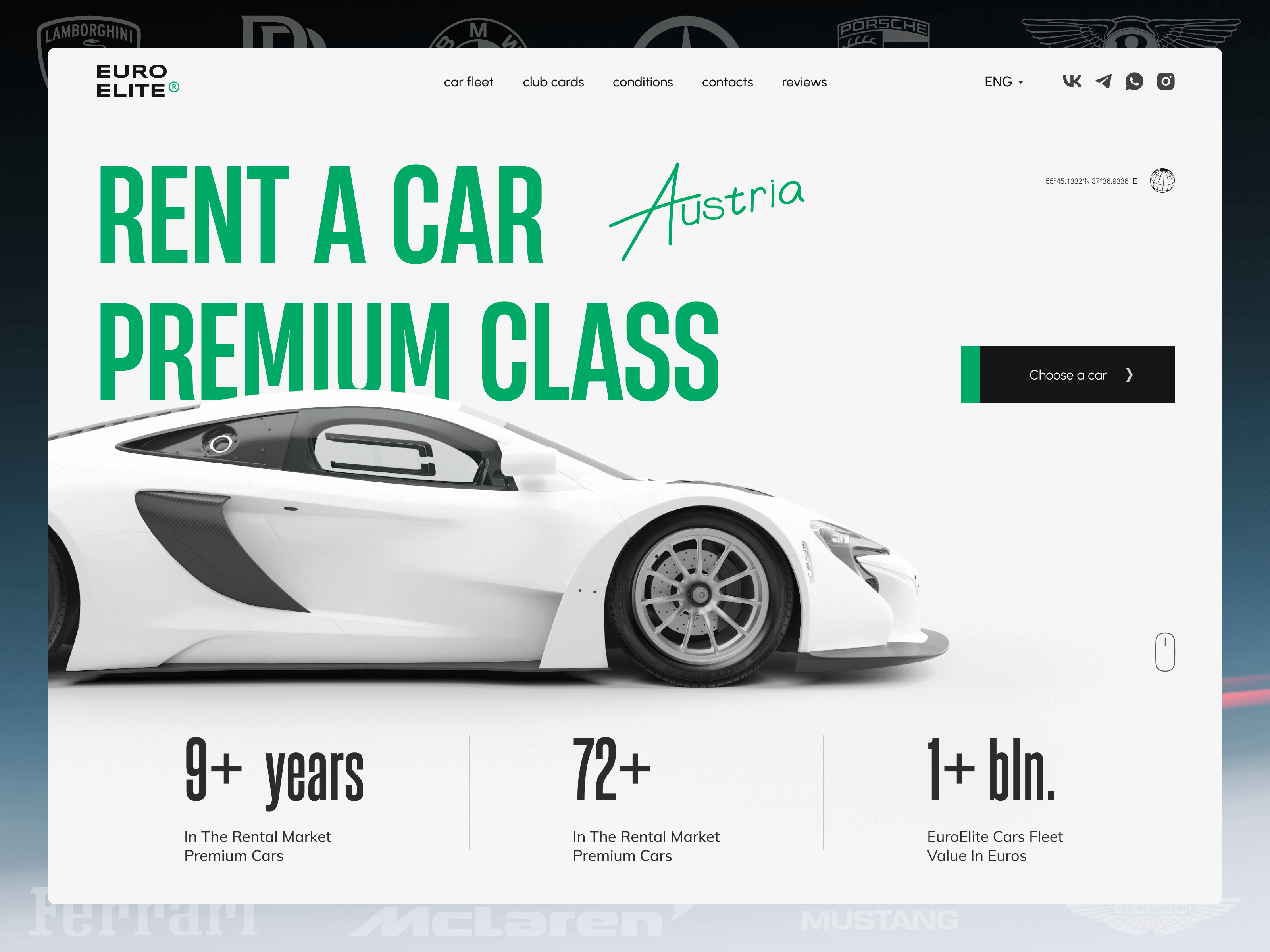 EuroElite premium car rental website design car car rental cars clean europe landing landing page motion page premium rental rental company rental website site typography ui ux web web design website