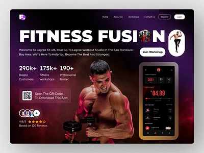 Gym & Fitness Landing Page bodybuilding business fitnes landing page fitness fitness website gym gym website health healthy home page landing page sport trends 2024 ui uiux web web design website website design yoga