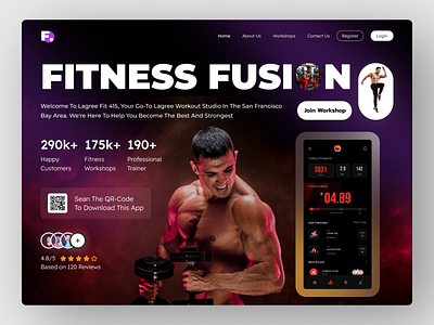 Gym & Fitness Landing Page design gym interface product service startup ui ux web web design website