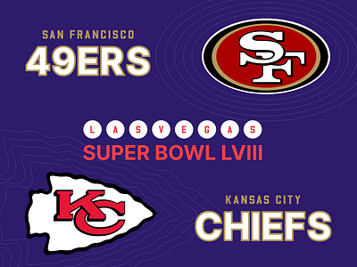 Super Bowl LVIII 49ers branding chiefs design figma football illustration kc lasvegas logo nfl sf superbowl typography vector