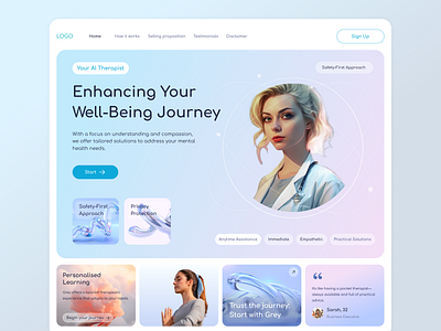 Psycology and Medicine Website design healthcare hero home page landing med tech medical medical care medical landing page mental ui web website wellness