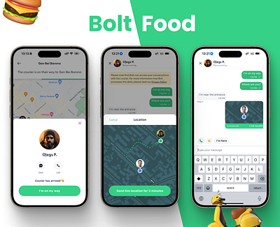🍔 Bolt food 🛵 Chat and live location. animation app design app store bolt bolt food delivery design figma ios product design ui ui ux ux