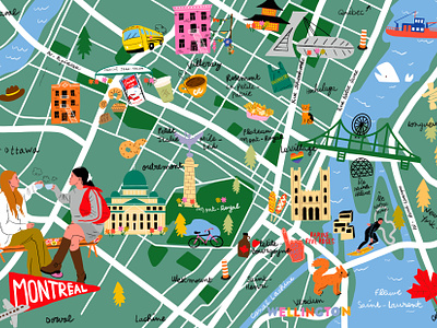 Map Montréal, Canada art artistic branding canada carte design graphics illustration japan japanese logo map montréal ui