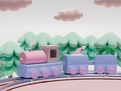 Santa's Train 3d cinema 4d santa train train