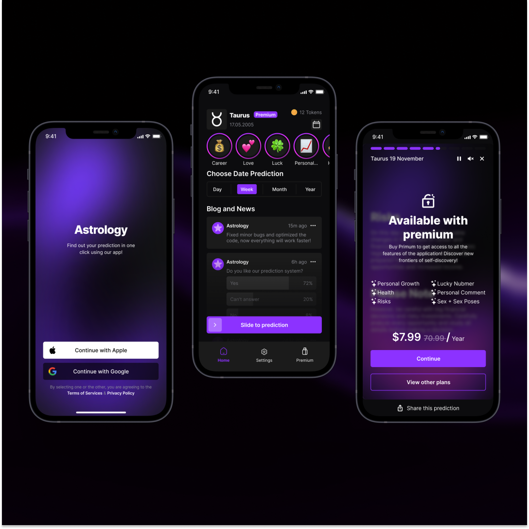 Astrology App animation app branding mobile app motion graphics ui