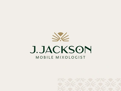 J. Jackson Mobile Mixologist Brand Identity 1920s art deco badge bartending brand identity branding cocktails gold graphic design green illustration liquor logo martini mixologist mobile typography vector wings