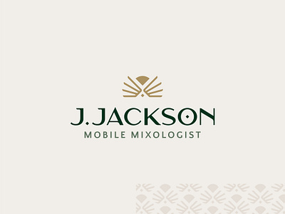 J. Jackson Mobile Mixologist Brand Identity 1920s art deco badge bartending brand identity branding cocktails gold graphic design green illustration liquor logo martini mixologist mobile typography vector wings