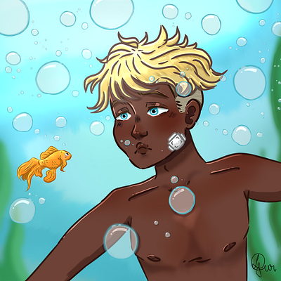 The boy and the golden fish - a personal project cartoon character